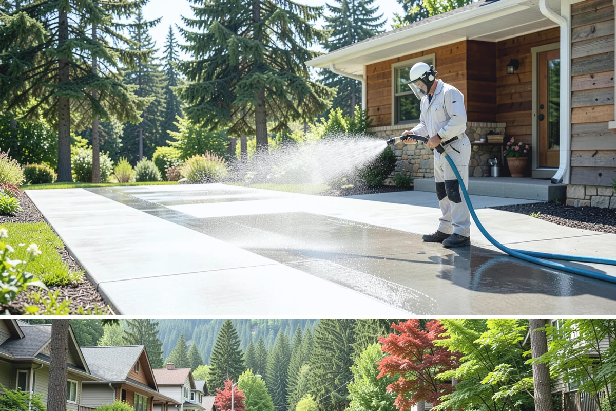 Brick Patio Cleaning in Darrington, Snohomish County, WA - Clean brick patios in summer so joints can dry before fall re-sanding sets in.