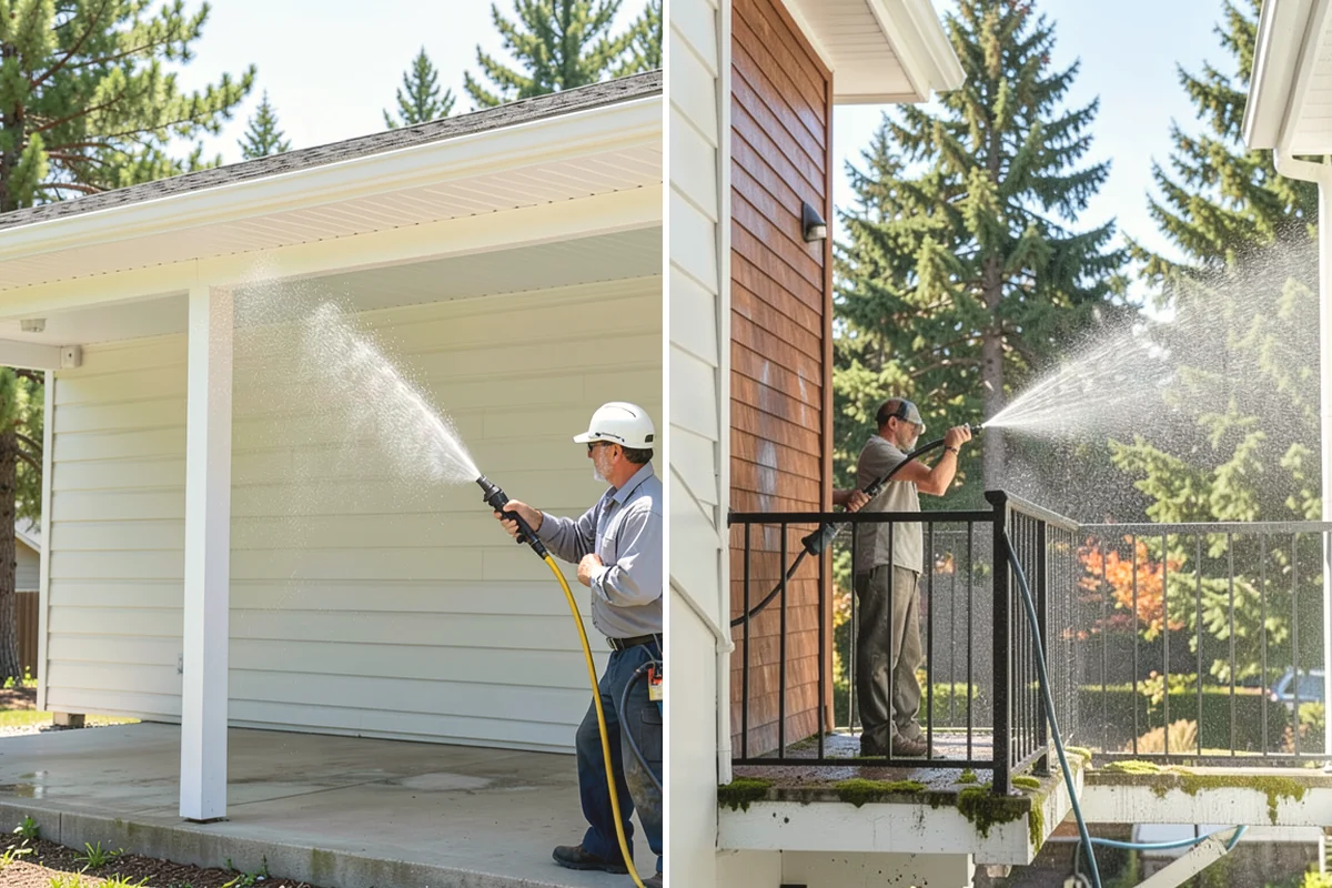 Brick Patio Cleaning in Duvall, King County, WA - Sweep the patio and pull loose growth