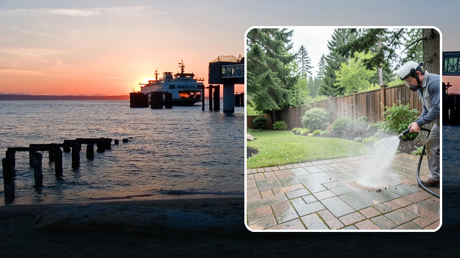 Brick Patio Cleaning in Edmonds, Snohomish County, WA - Clean brick patios so moss lifts from the joints without blowing out sand or mortar.
