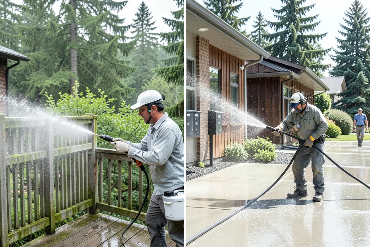 Brick Patio Cleaning in Enumclaw, King County, WA - Sweep the patio and pull loose growth