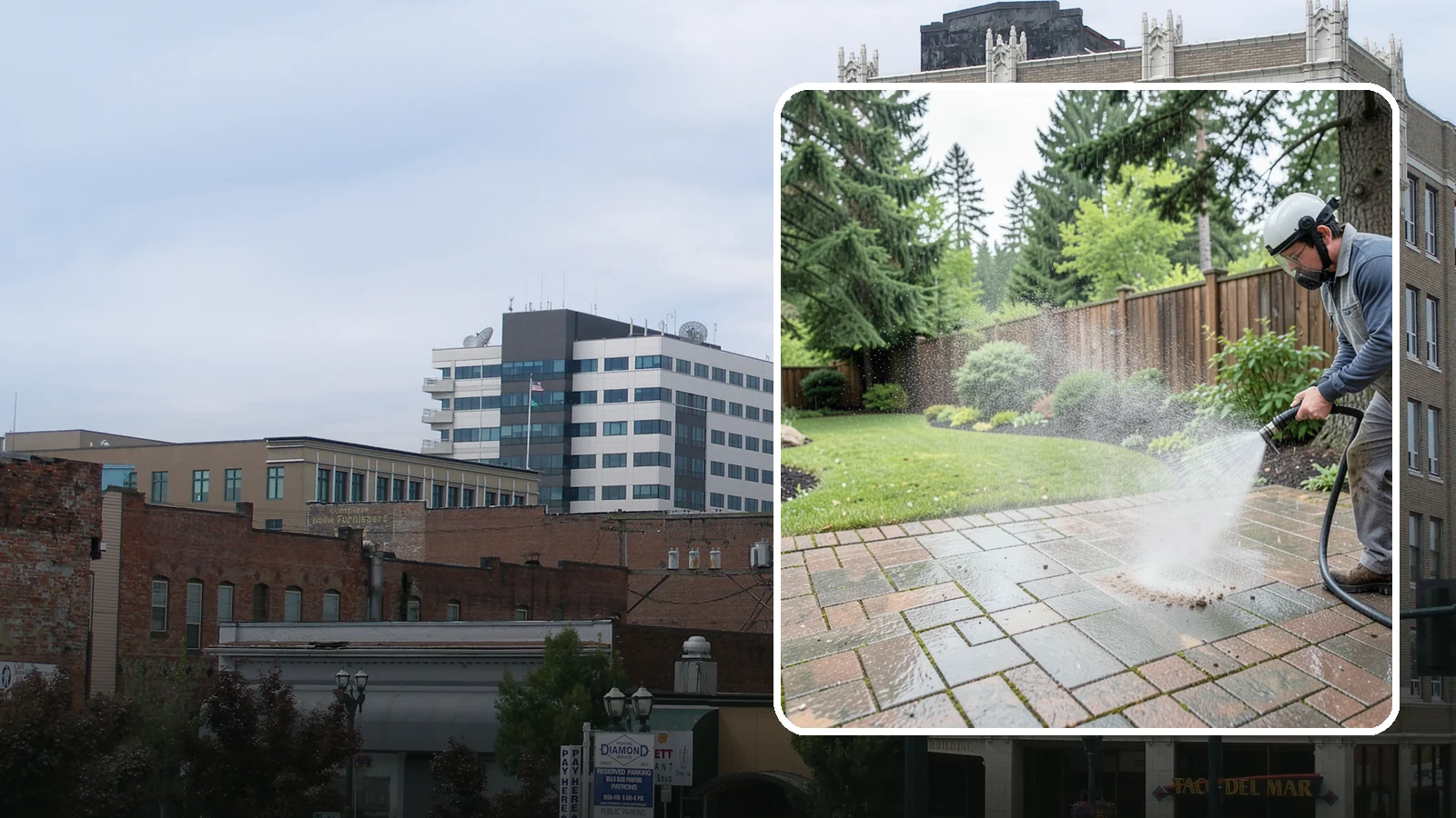 Brick Patio Cleaning in Everett, Snohomish County, WA - Clean brick patios so moss lifts from the joints without blowing out sand or mortar.