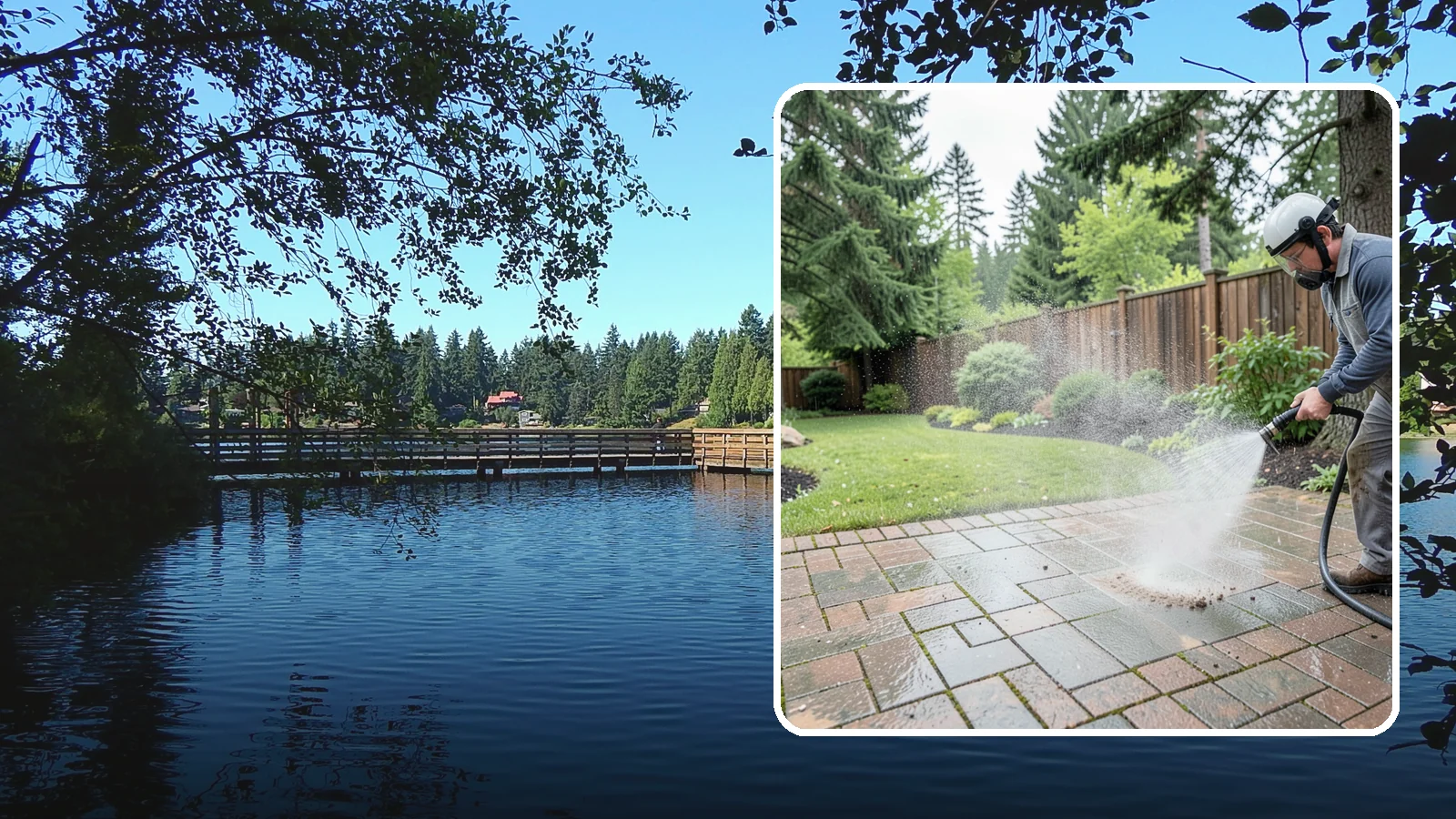 Brick Patio Cleaning in Federal Way, King County, WA - Clean brick patios so moss lifts from the joints without blowing out sand or mortar.