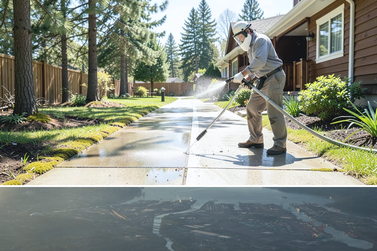 Brick Patio Cleaning in Fife, Pierce County, WA - Clean brick patios in summer so joints can dry before fall re-sanding sets in.