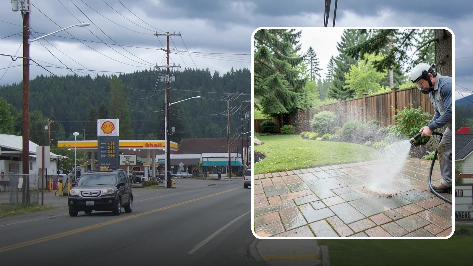 Brick Patio Cleaning in Granite Falls, Snohomish County, WA - Clean brick patios so moss lifts from the joints without blowing out sand or mortar.