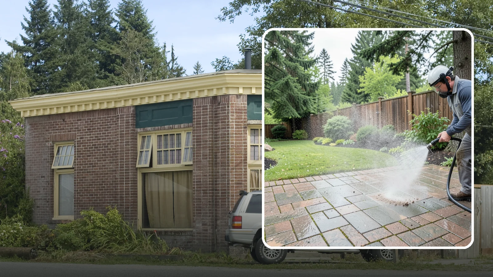 Brick Patio Cleaning in Hamilton, Skagit County, WA - Clean brick patios so moss lifts from the joints without blowing out sand or mortar.