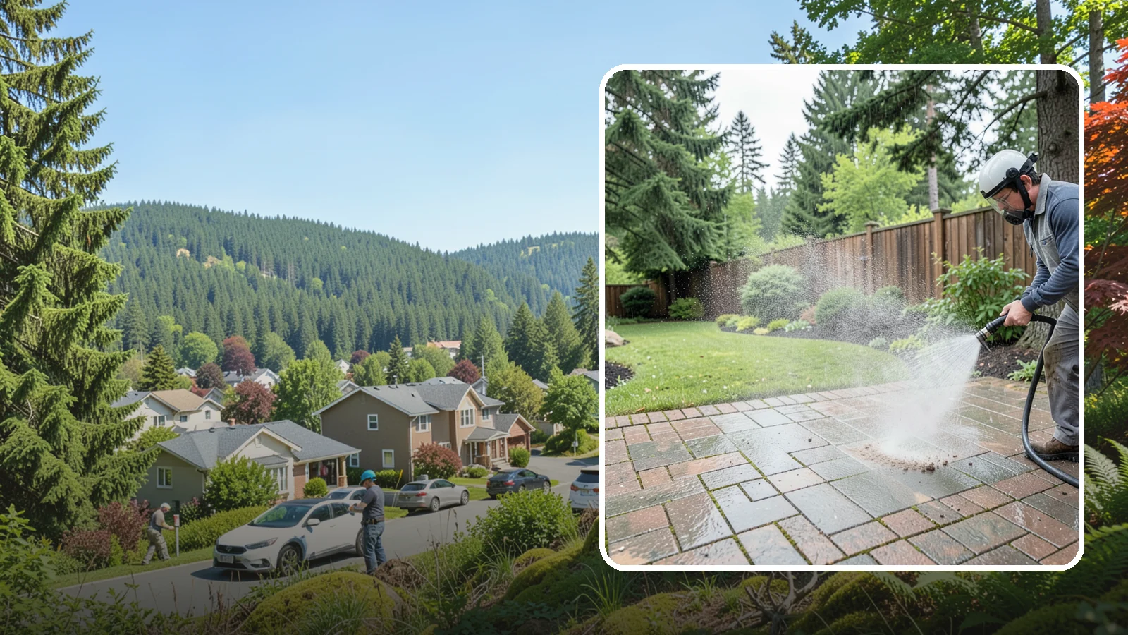 Brick Patio Cleaning in Index, Snohomish County, WA - Clean brick patios so moss lifts from the joints without blowing out sand or mortar.
