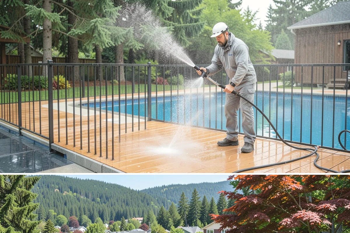Brick Patio Cleaning in Index, Snohomish County, WA - Clean brick patios in summer so joints can dry before fall re-sanding sets in.