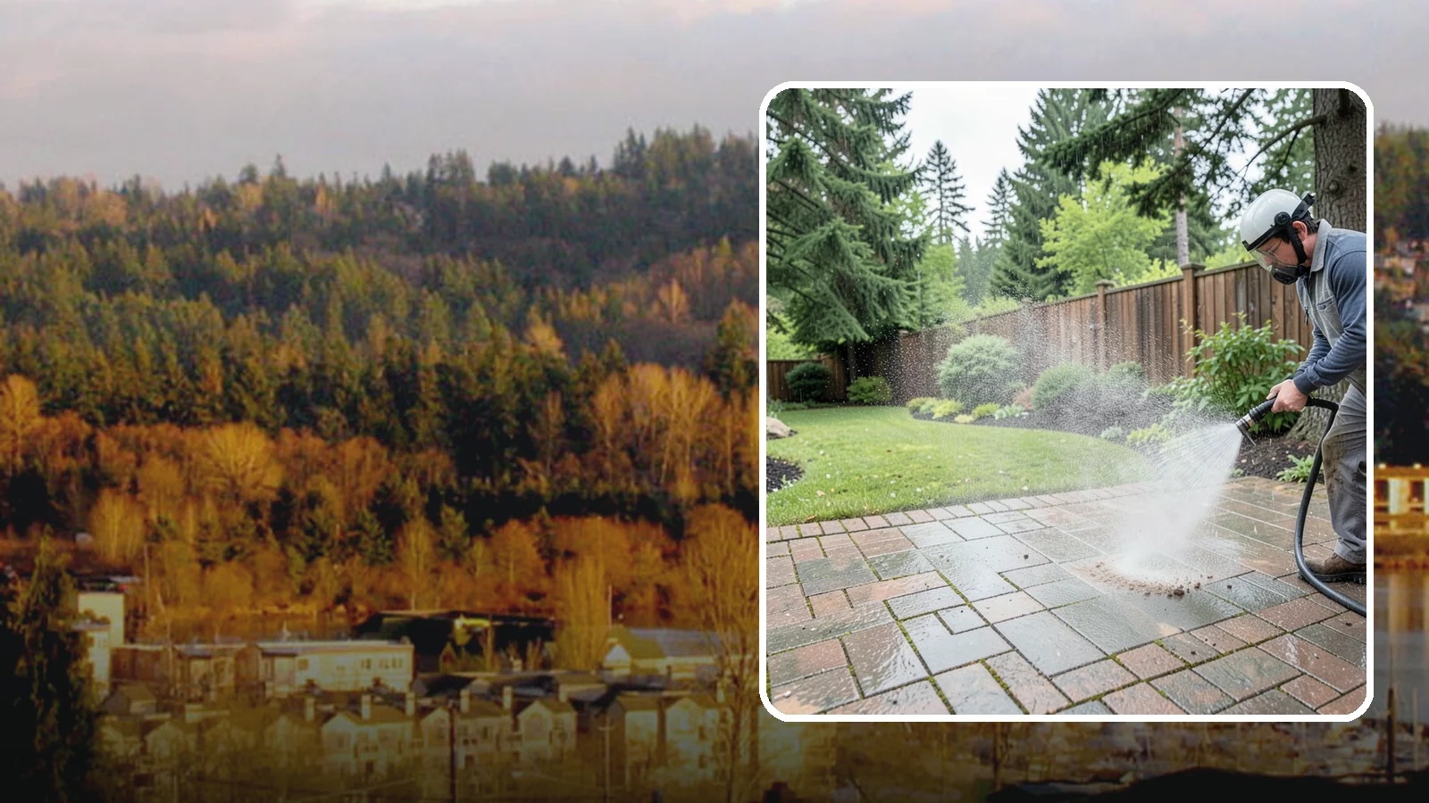 Brick Patio Cleaning in Kenmore, King County, WA - Clean brick patios so moss lifts from the joints without blowing out sand or mortar.