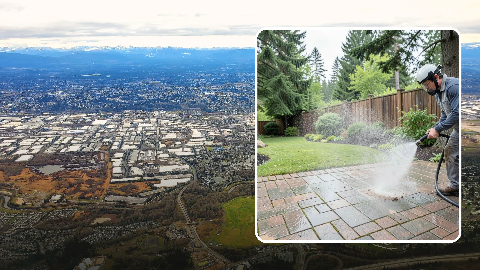 Brick Patio Cleaning in Kent, King County, WA - Clean brick patios so moss lifts from the joints without blowing out sand or mortar.