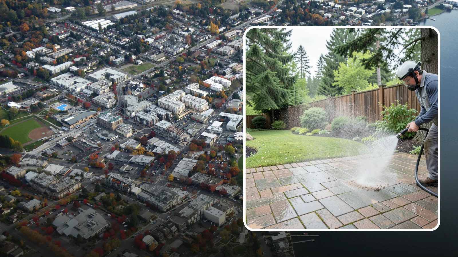 Brick Patio Cleaning in Kirkland, King County, WA - Clean brick patios so moss lifts from the joints without blowing out sand or mortar.
