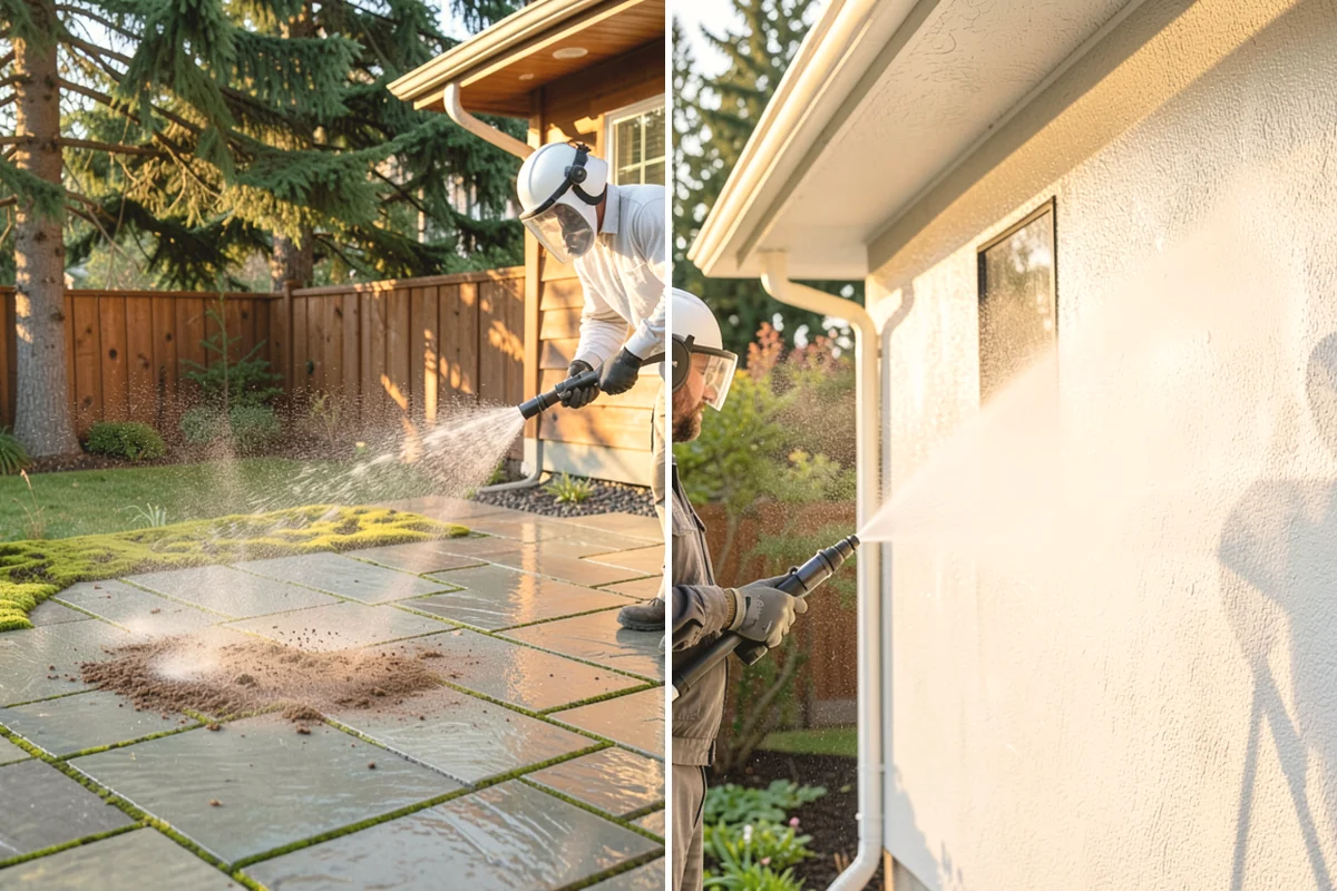 Brick Patio Cleaning in La Conner, Skagit County, WA - Sweep the patio and pull loose growth