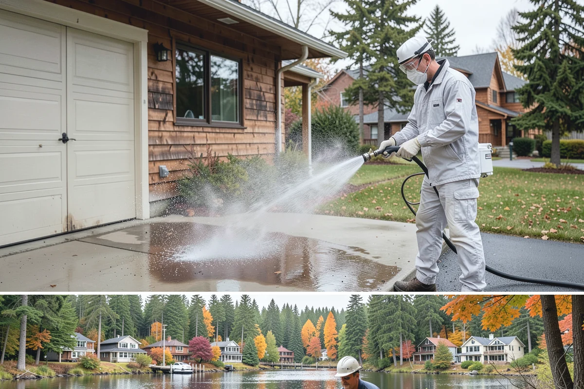 Brick Patio Cleaning in La Conner, Skagit County, WA - Clean brick patios in summer so joints can dry before fall re-sanding sets in.