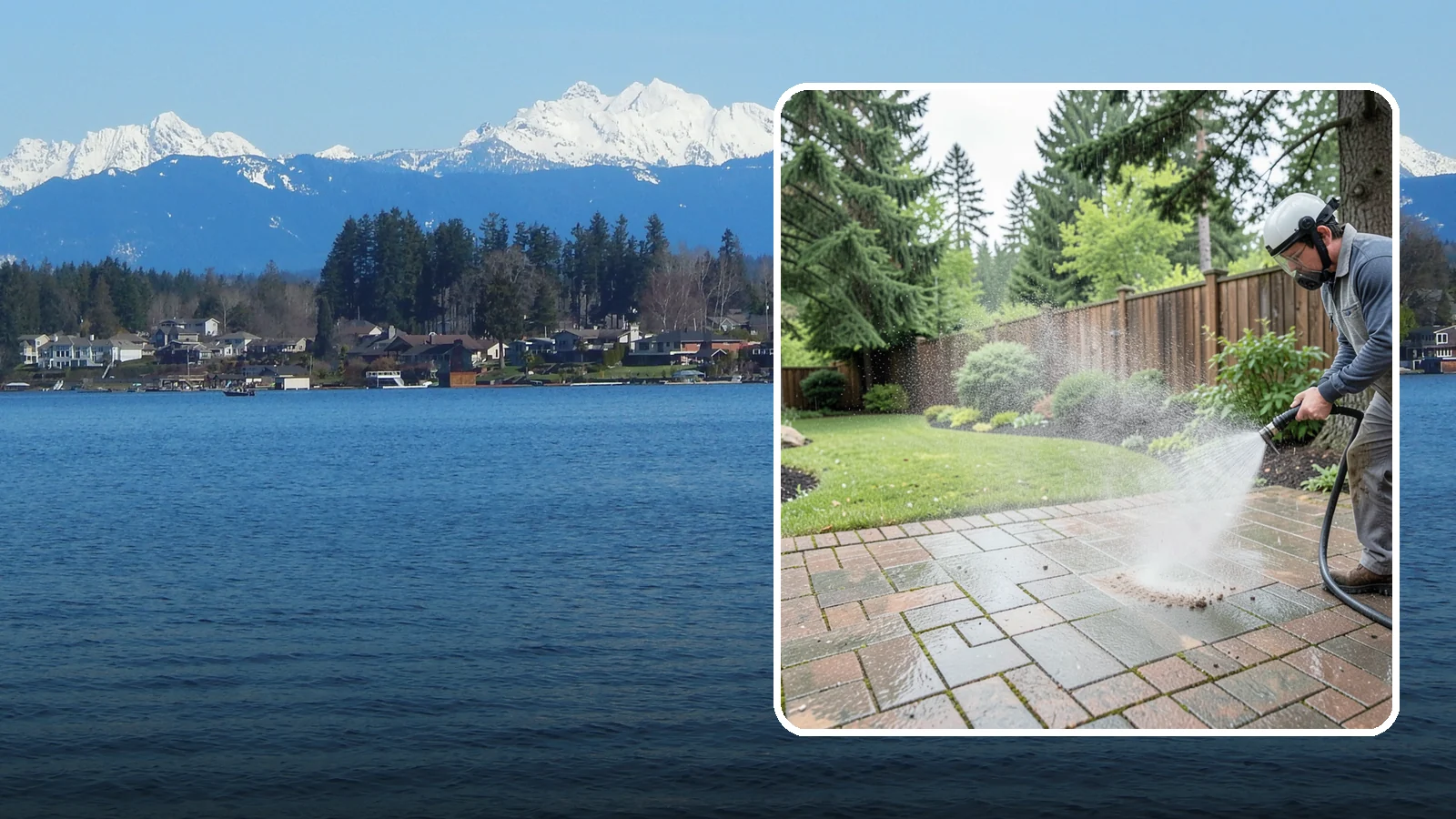 Brick Patio Cleaning in Lake Stevens, Snohomish County, WA - Clean brick patios so moss lifts from the joints without blowing out sand or mortar.