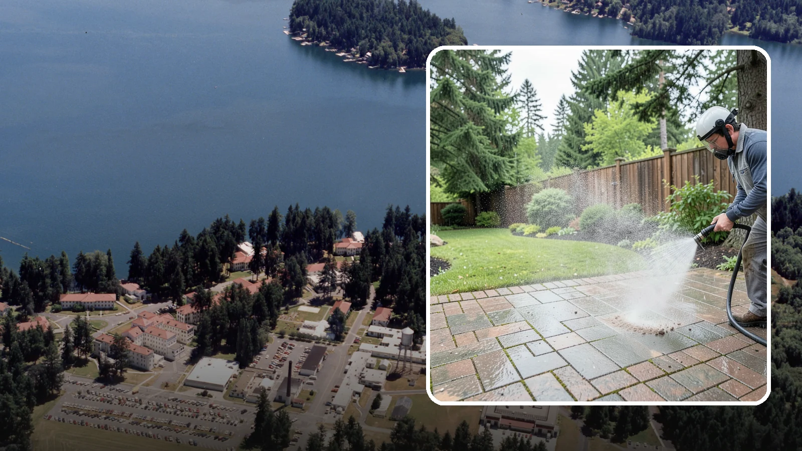 Brick Patio Cleaning in Lakewood, Pierce County, WA - Clean brick patios so moss lifts from the joints without blowing out sand or mortar.