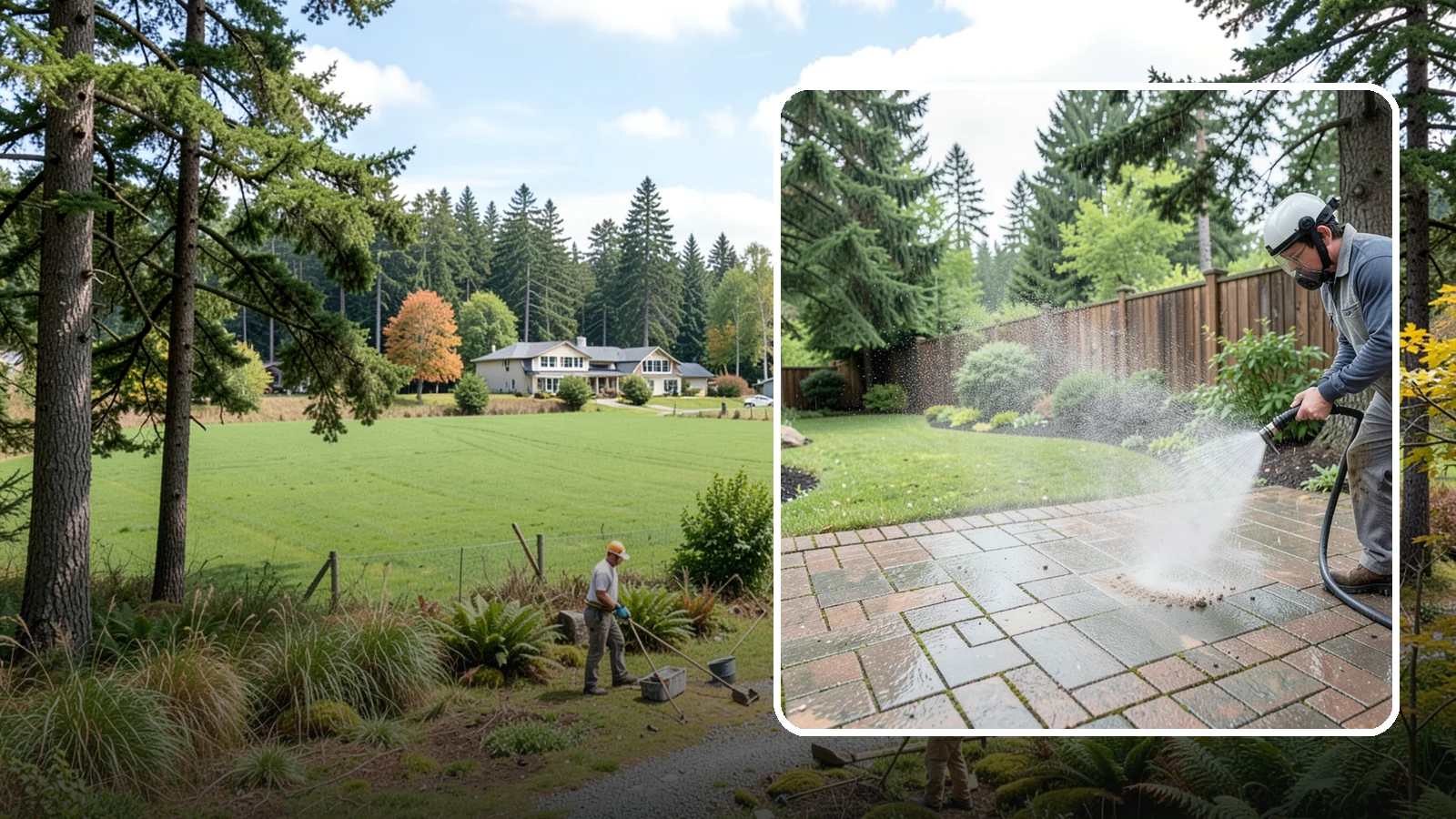 Brick Patio Cleaning in Lyman, Skagit County, WA - Clean brick patios so moss lifts from the joints without blowing out sand or mortar.
