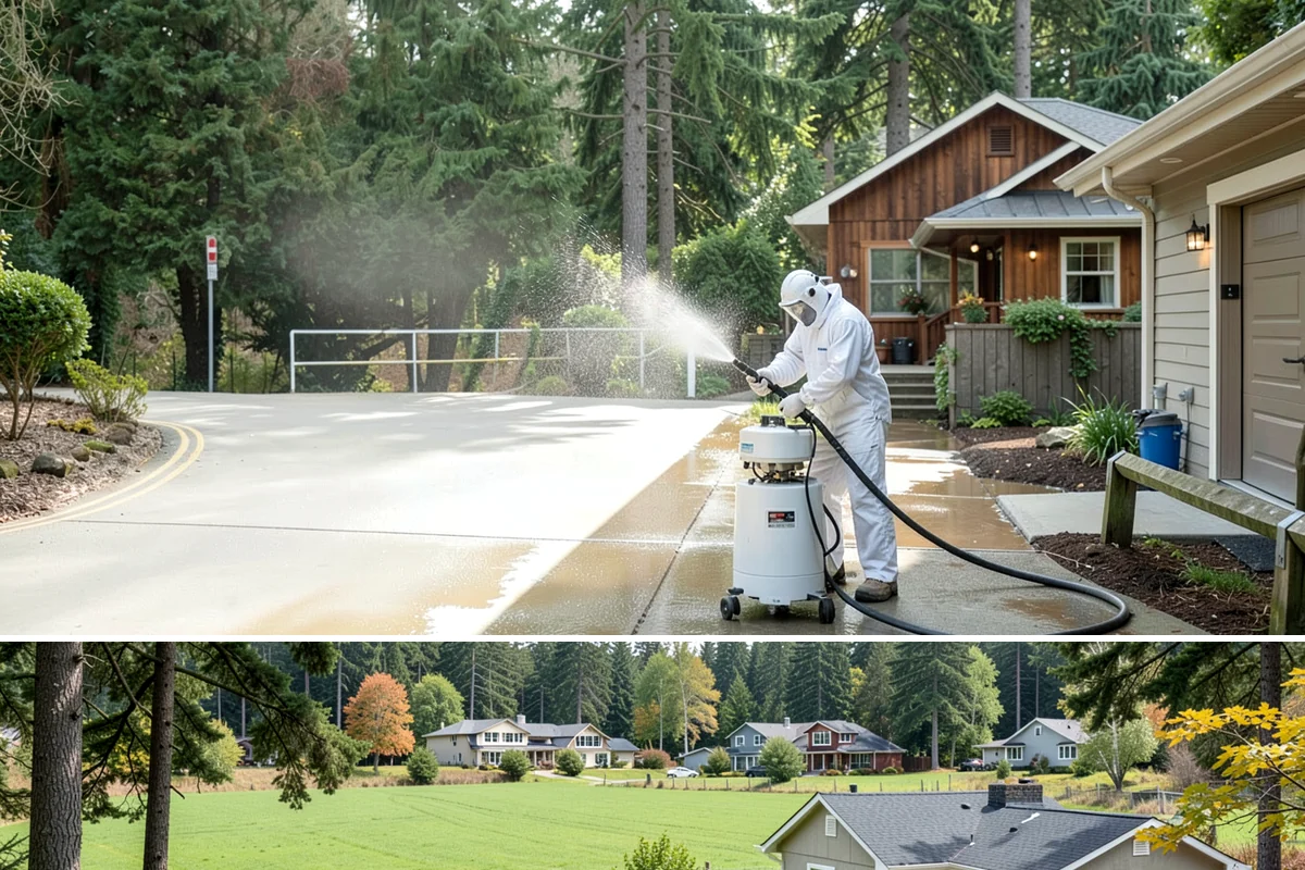 Brick Patio Cleaning in Lyman, Skagit County, WA - Clean brick patios in summer so joints can dry before fall re-sanding sets in.