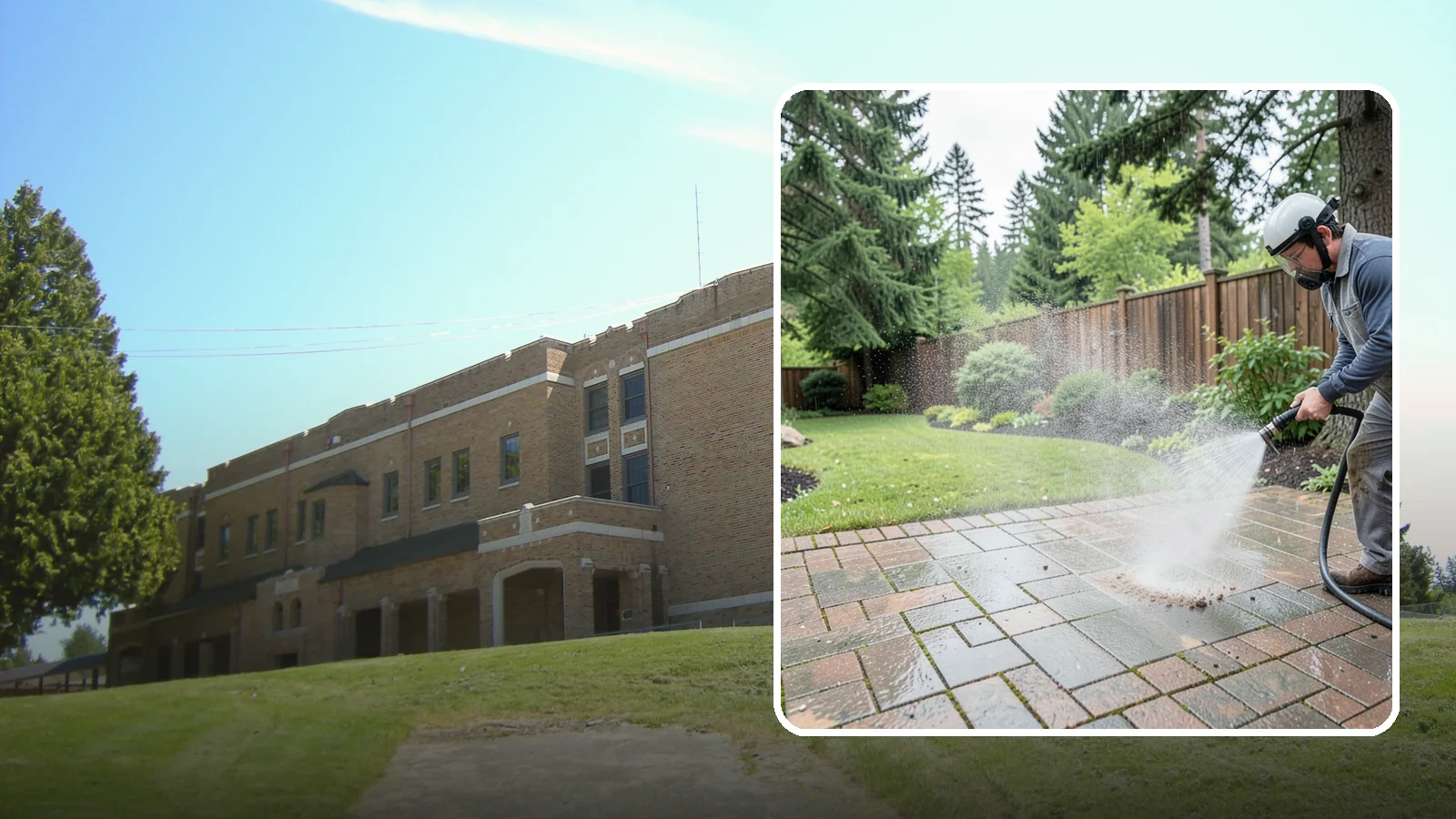 Brick Patio Cleaning in Maple Valley, King County, WA - Clean brick patios so moss lifts from the joints without blowing out sand or mortar.