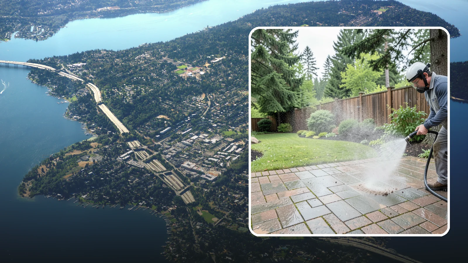 Brick Patio Cleaning in Mercer Island, King County, WA - Clean brick patios so moss lifts from the joints without blowing out sand or mortar.