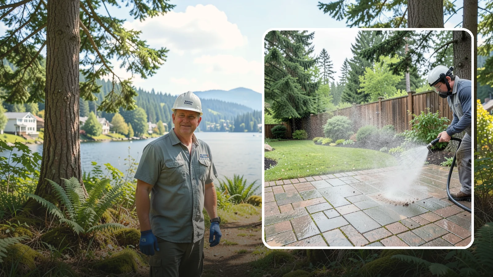 Brick Patio Cleaning in Milton, King County, WA - Clean brick patios so moss lifts from the joints without blowing out sand or mortar.