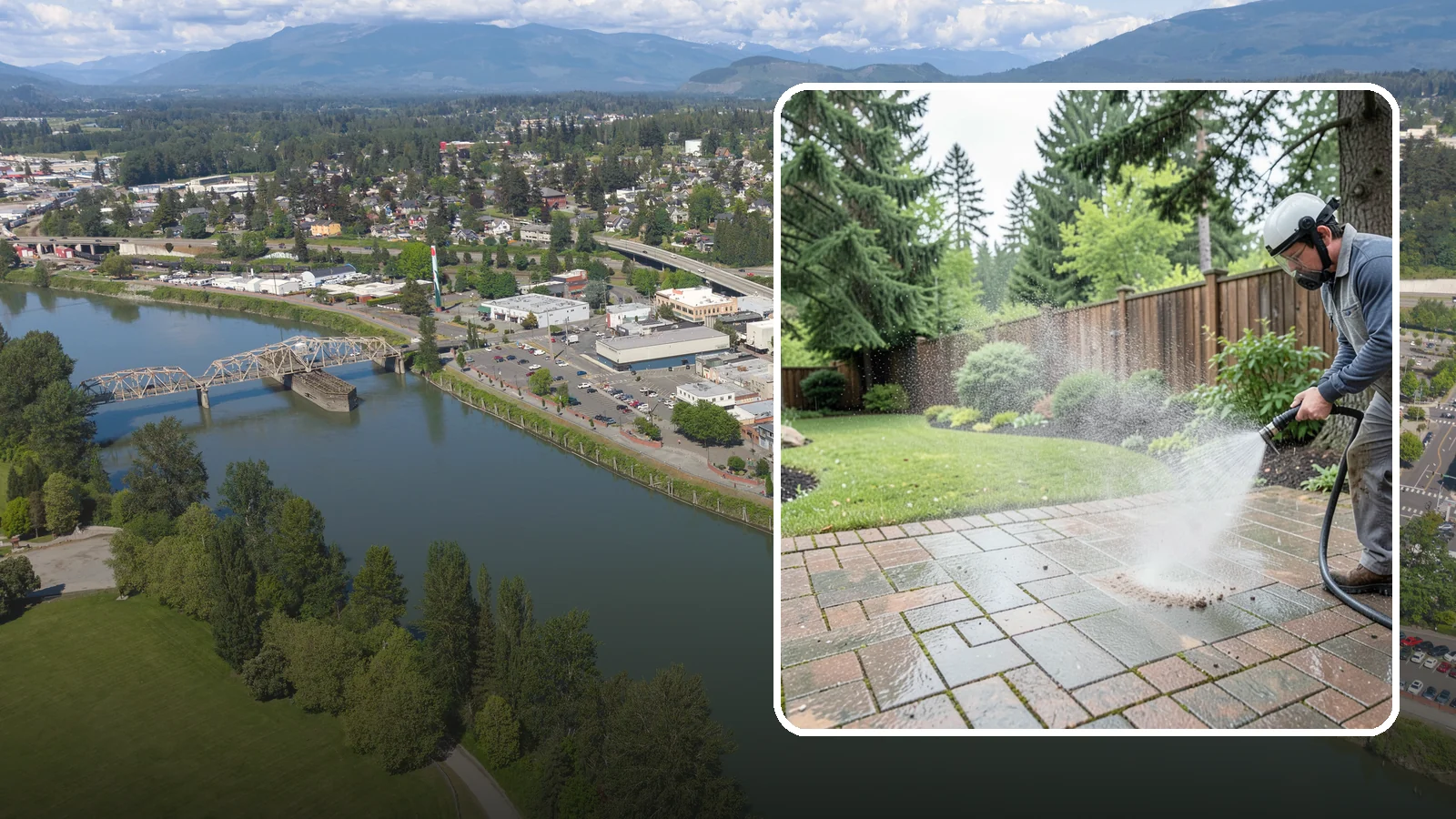 Brick Patio Cleaning in Mount Vernon, Skagit County, WA - Clean brick patios so moss lifts from the joints without blowing out sand or mortar.