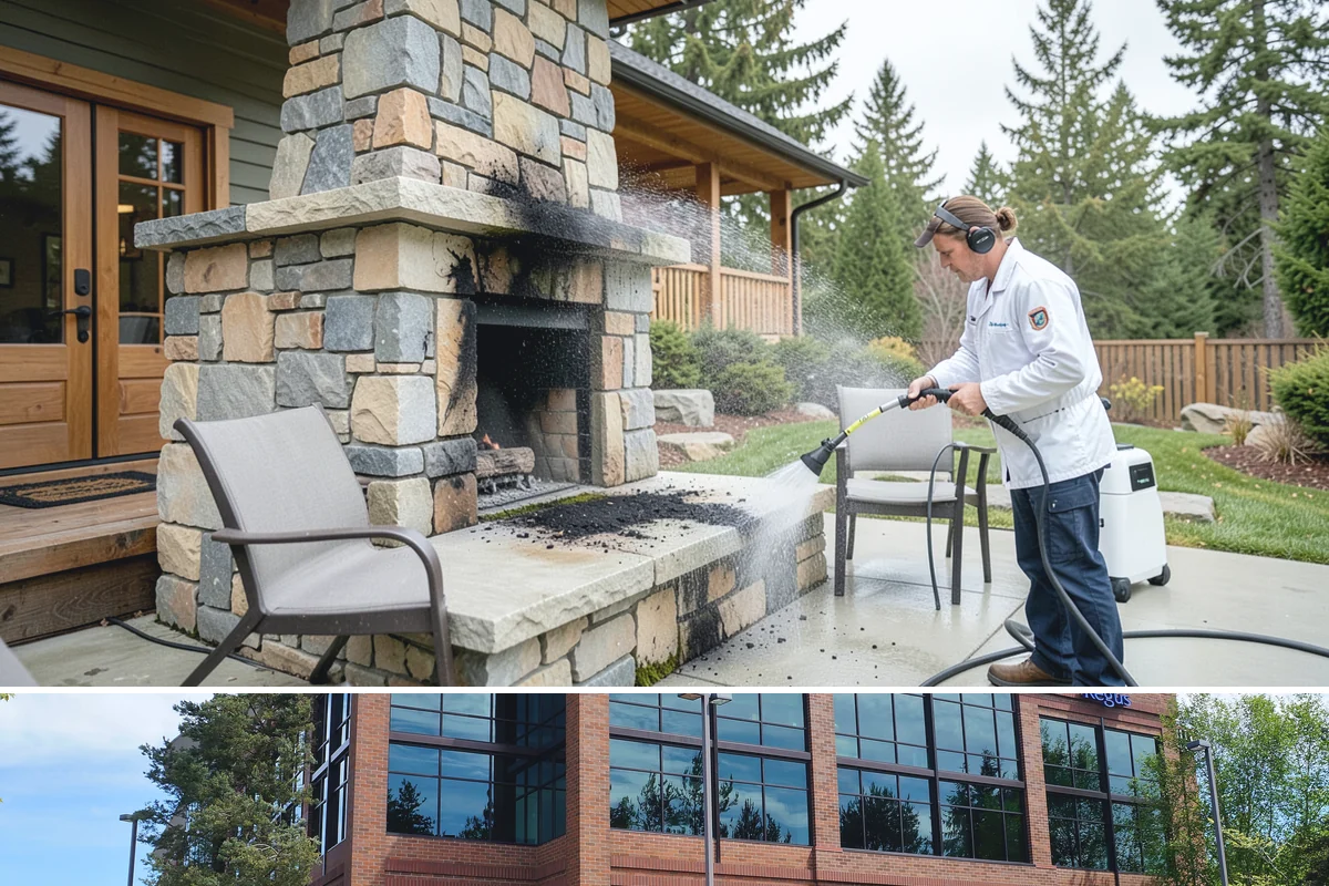 Brick Patio Cleaning in Mountlake Terrace, Snohomish County, WA - Clean brick patios in summer so joints can dry before fall re-sanding sets in.