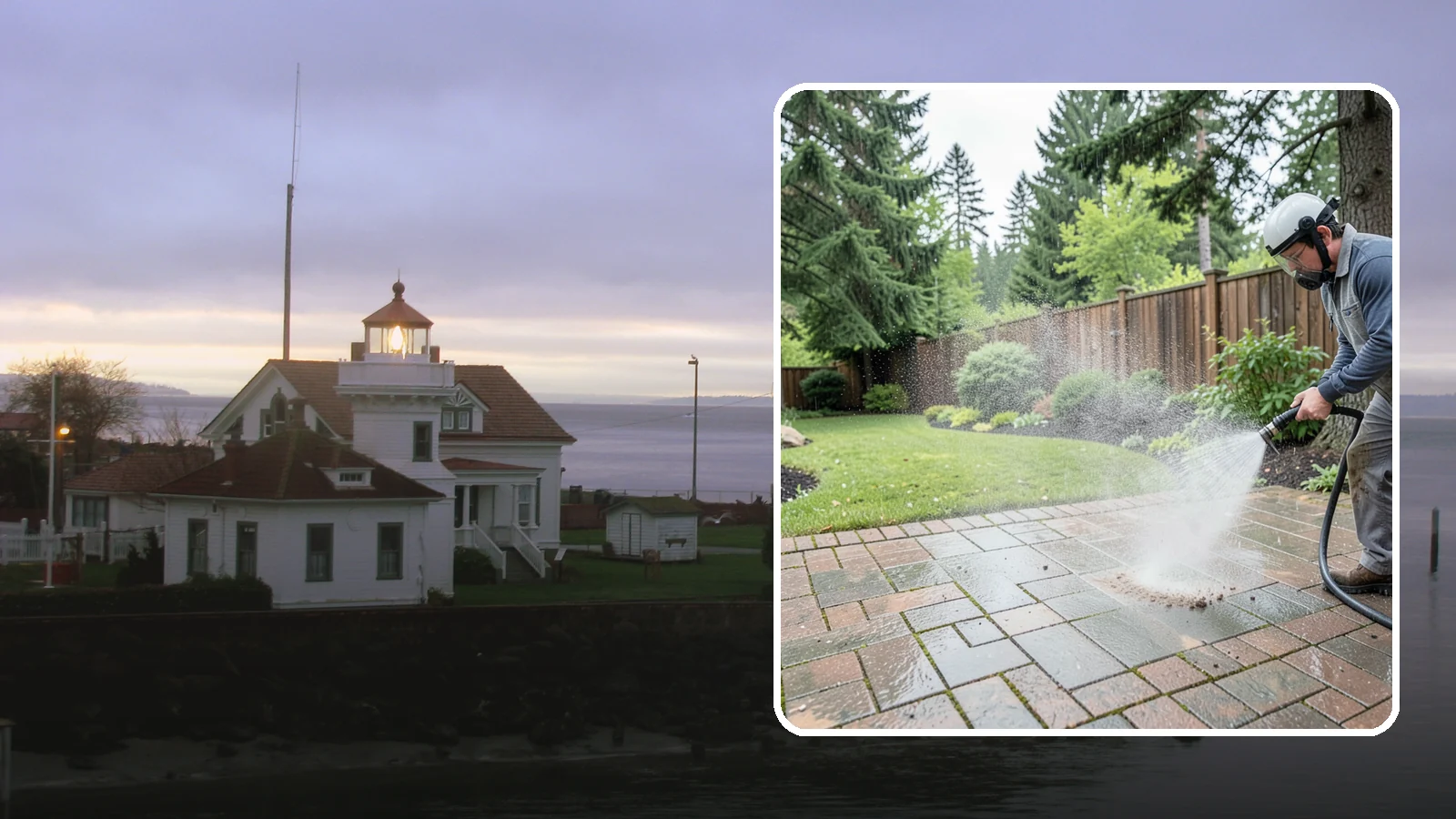Brick Patio Cleaning in Mukilteo, Snohomish County, WA - Clean brick patios so moss lifts from the joints without blowing out sand or mortar.