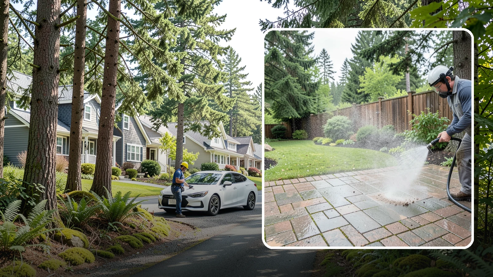 Brick Patio Cleaning in Normandy Park, King County, WA - Clean brick patios so moss lifts from the joints without blowing out sand or mortar.