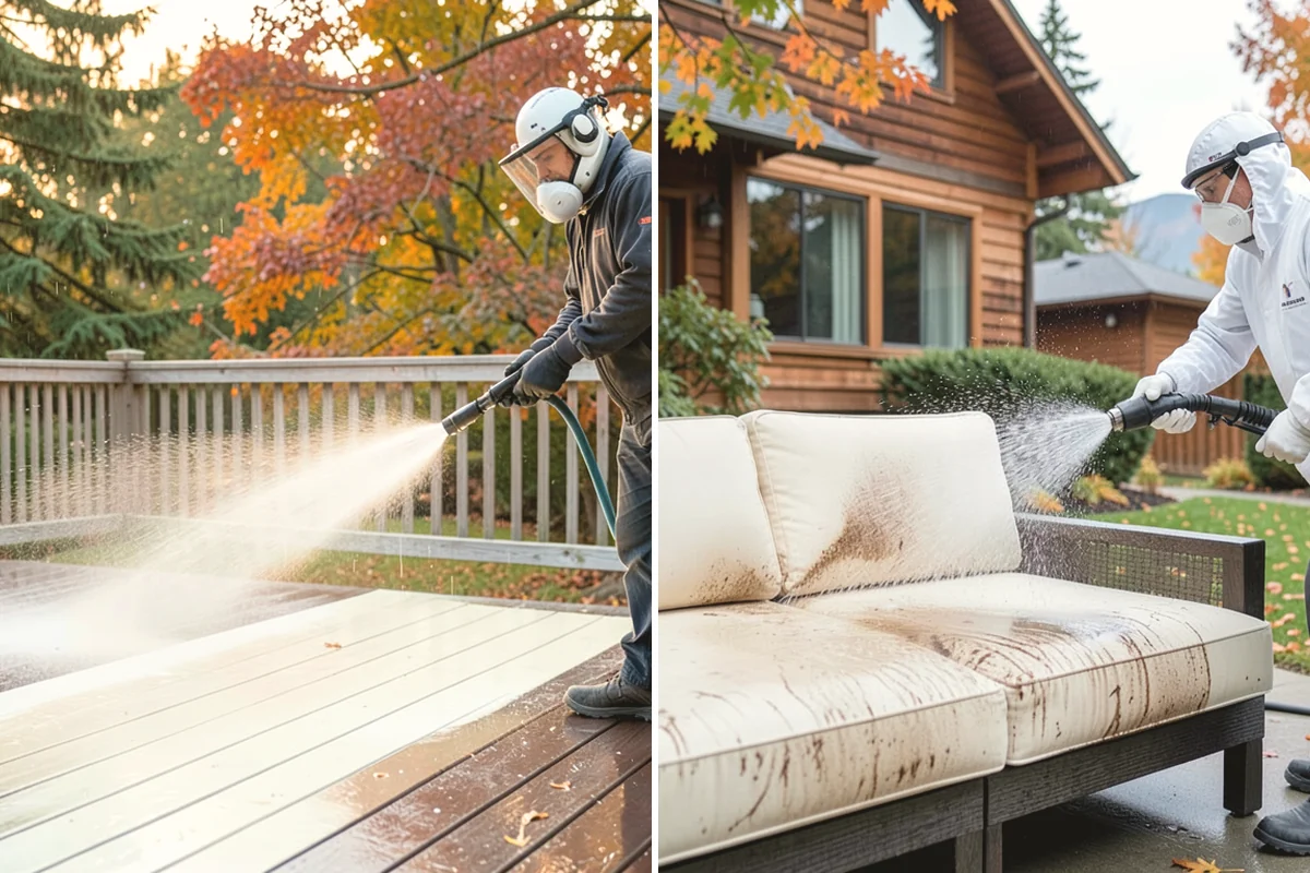 Brick Patio Cleaning in North Bend, King County, WA - Sweep the patio and pull loose growth