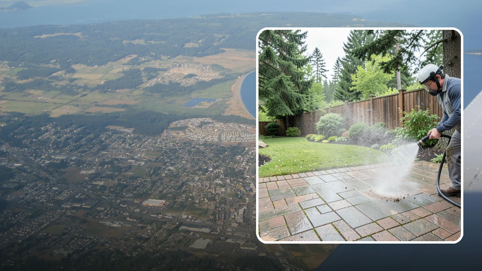 Brick Patio Cleaning in Oak Harbor, Island County, WA - Clean brick patios so moss lifts from the joints without blowing out sand or mortar.