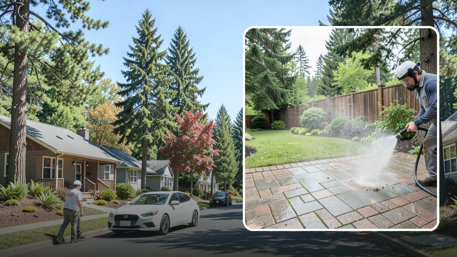 Brick Patio Cleaning in Orting, Pierce County, WA - Clean brick patios so moss lifts from the joints without blowing out sand or mortar.