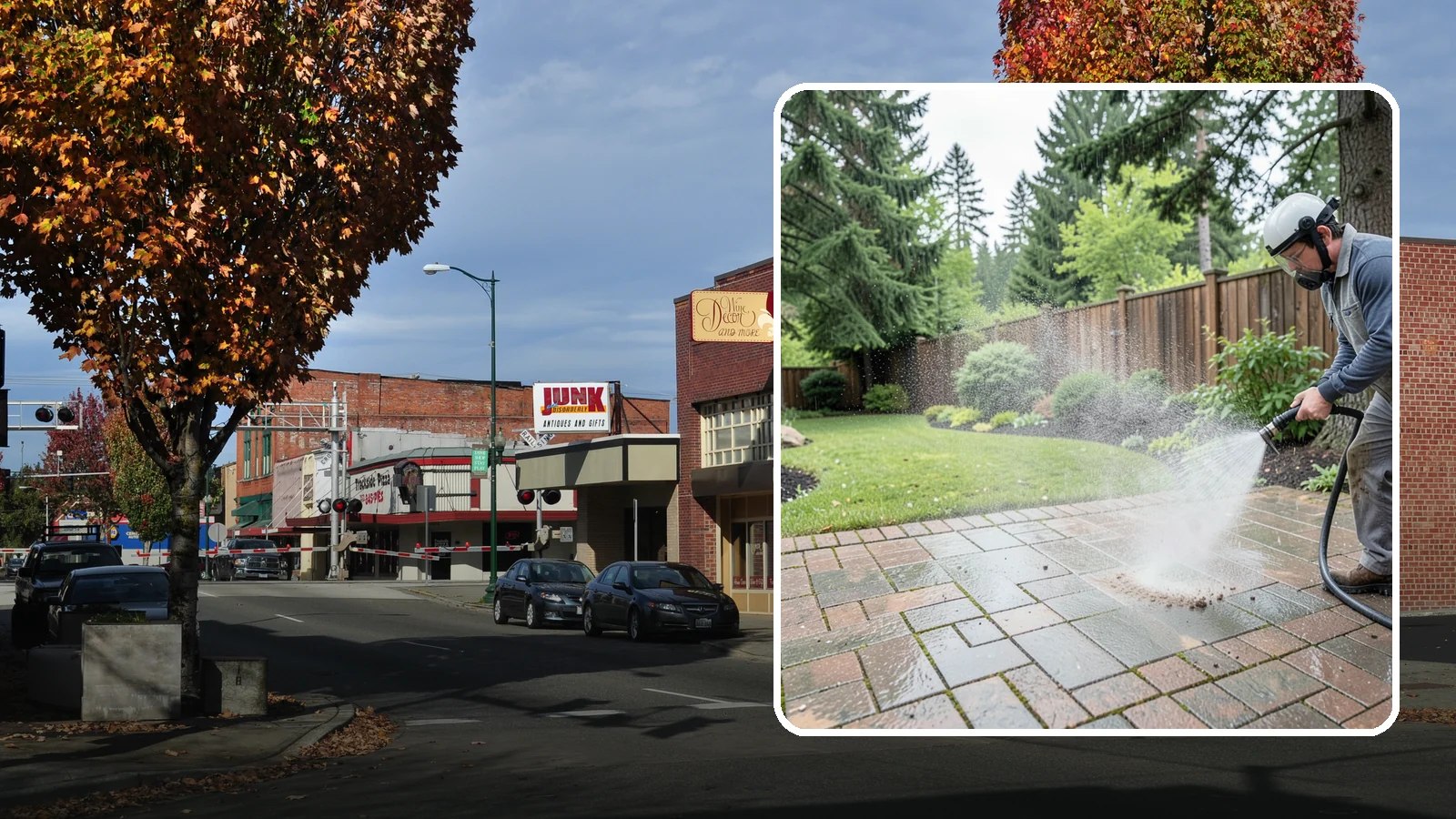 Brick Patio Cleaning in Puyallup, Pierce County, WA - Clean brick patios so moss lifts from the joints without blowing out sand or mortar.