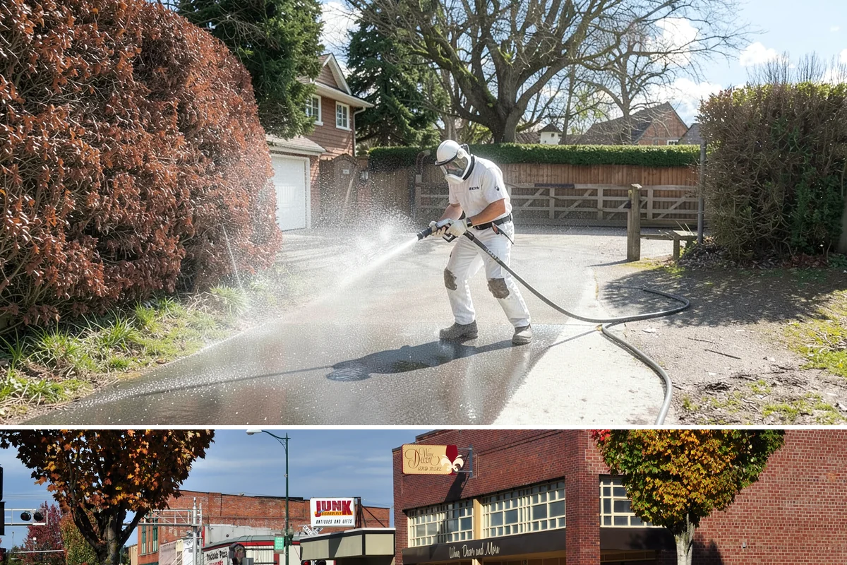 Brick Patio Cleaning in Puyallup, Pierce County, WA - Clean brick patios in summer so joints can dry before fall re-sanding sets in.