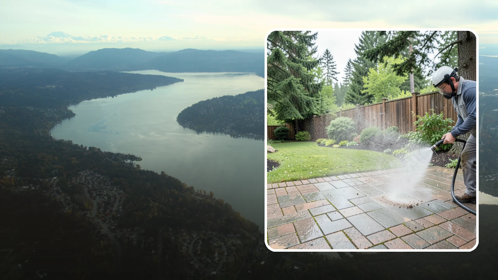 Brick Patio Cleaning in Sammamish, King County, WA - Clean brick patios so moss lifts from the joints without blowing out sand or mortar.