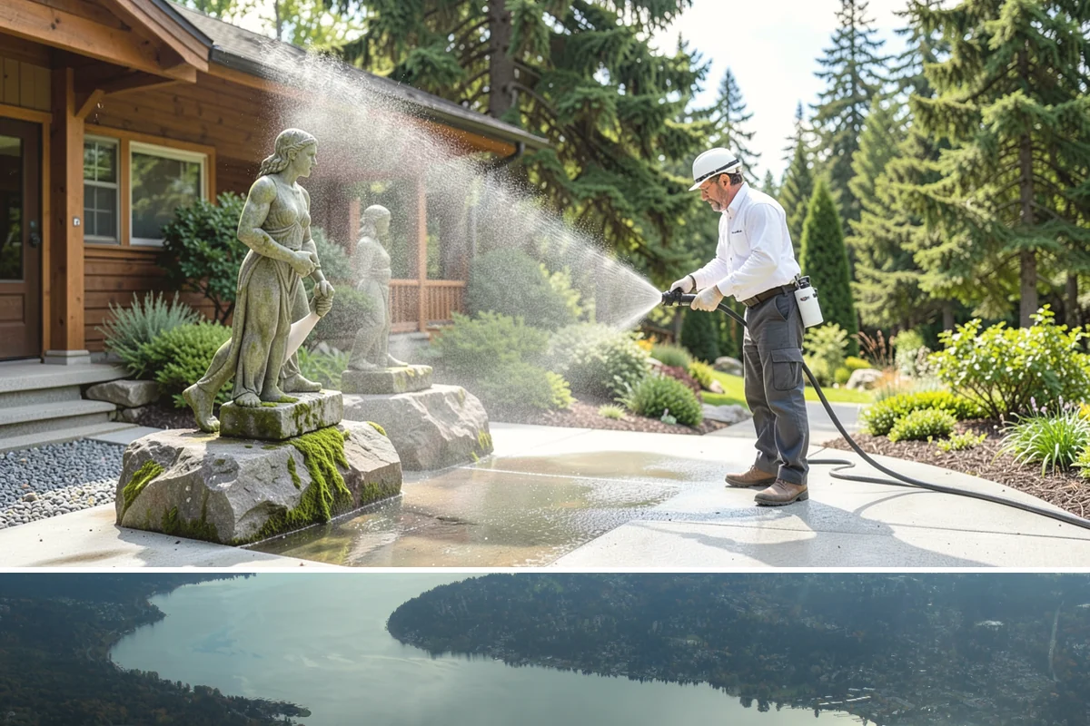 Brick Patio Cleaning in Sammamish, King County, WA - Clean brick patios in summer so joints can dry before fall re-sanding sets in.