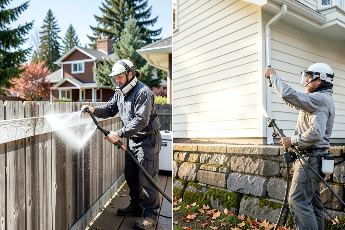 Brick Patio Cleaning in Seattle, King County, WA - Sweep the patio and pull loose growth