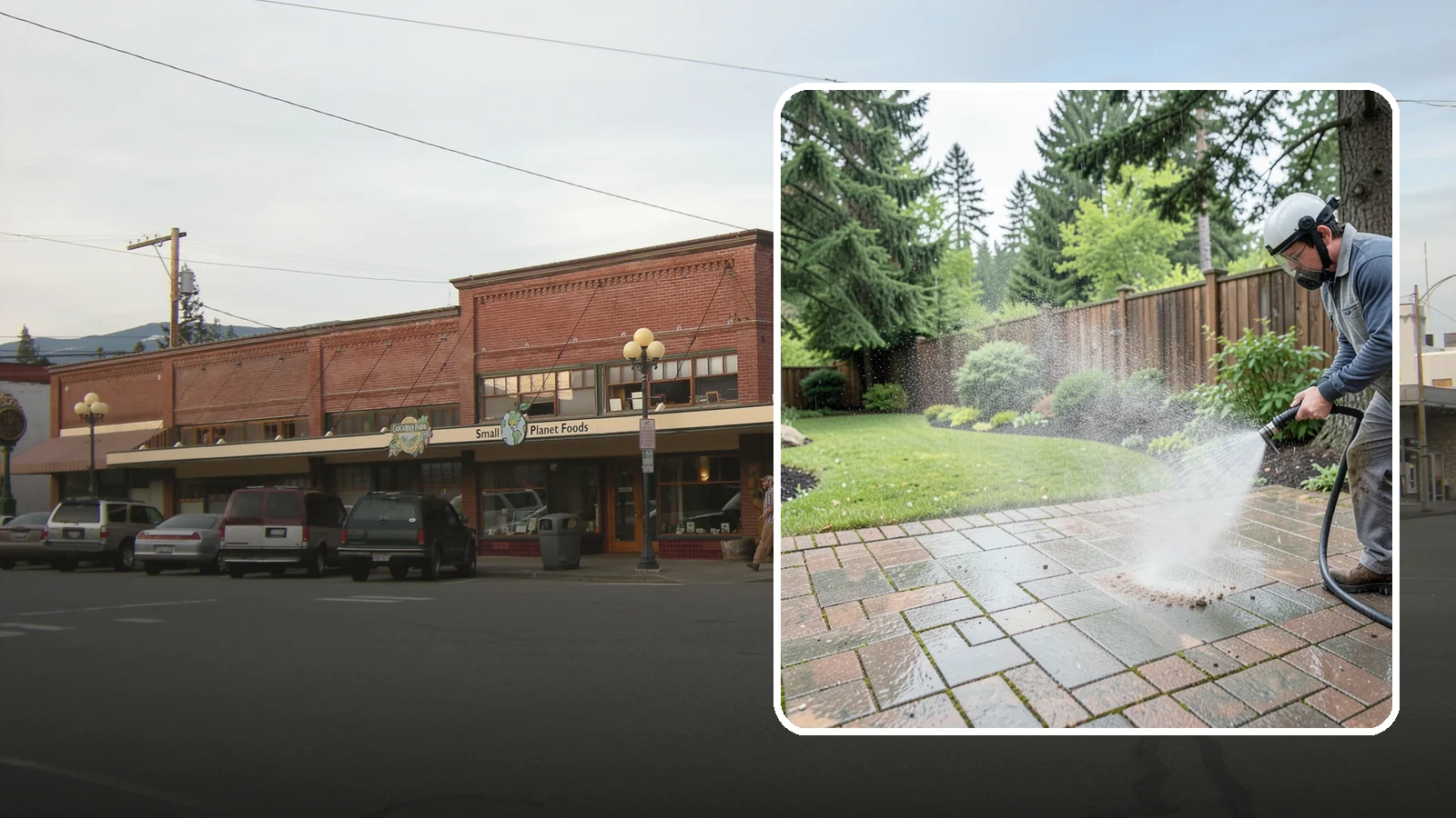 Brick Patio Cleaning in Sedro-Woolley, Skagit County, WA - Clean brick patios so moss lifts from the joints without blowing out sand or mortar.