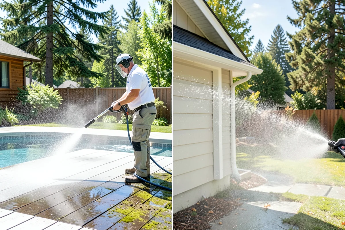 Brick Patio Cleaning in Shoreline, King County, WA - Sweep the patio and pull loose growth