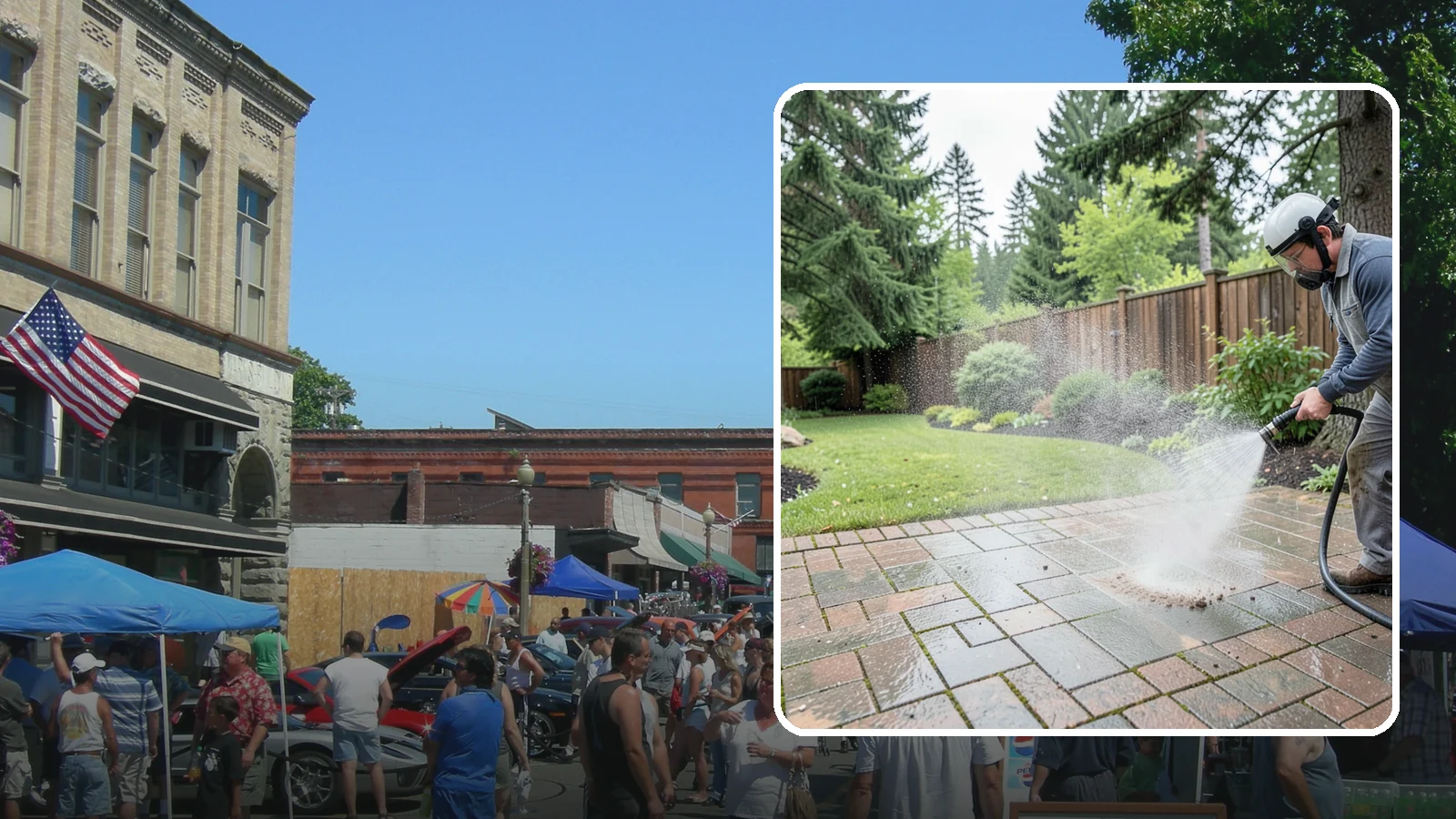 Brick Patio Cleaning in Snohomish, Snohomish County, WA - Clean brick patios so moss lifts from the joints without blowing out sand or mortar.