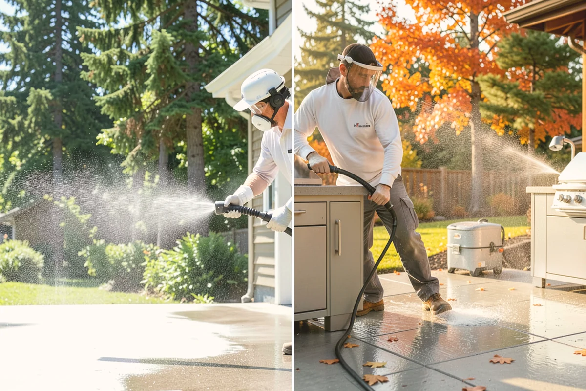 Brick Patio Cleaning in Snohomish, Snohomish County, WA - Sweep the patio and pull loose growth
