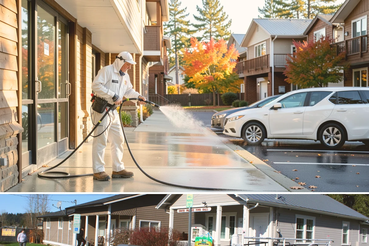 Brick Patio Cleaning in South Prairie, Pierce County, WA - Clean brick patios in summer so joints can dry before fall re-sanding sets in.
