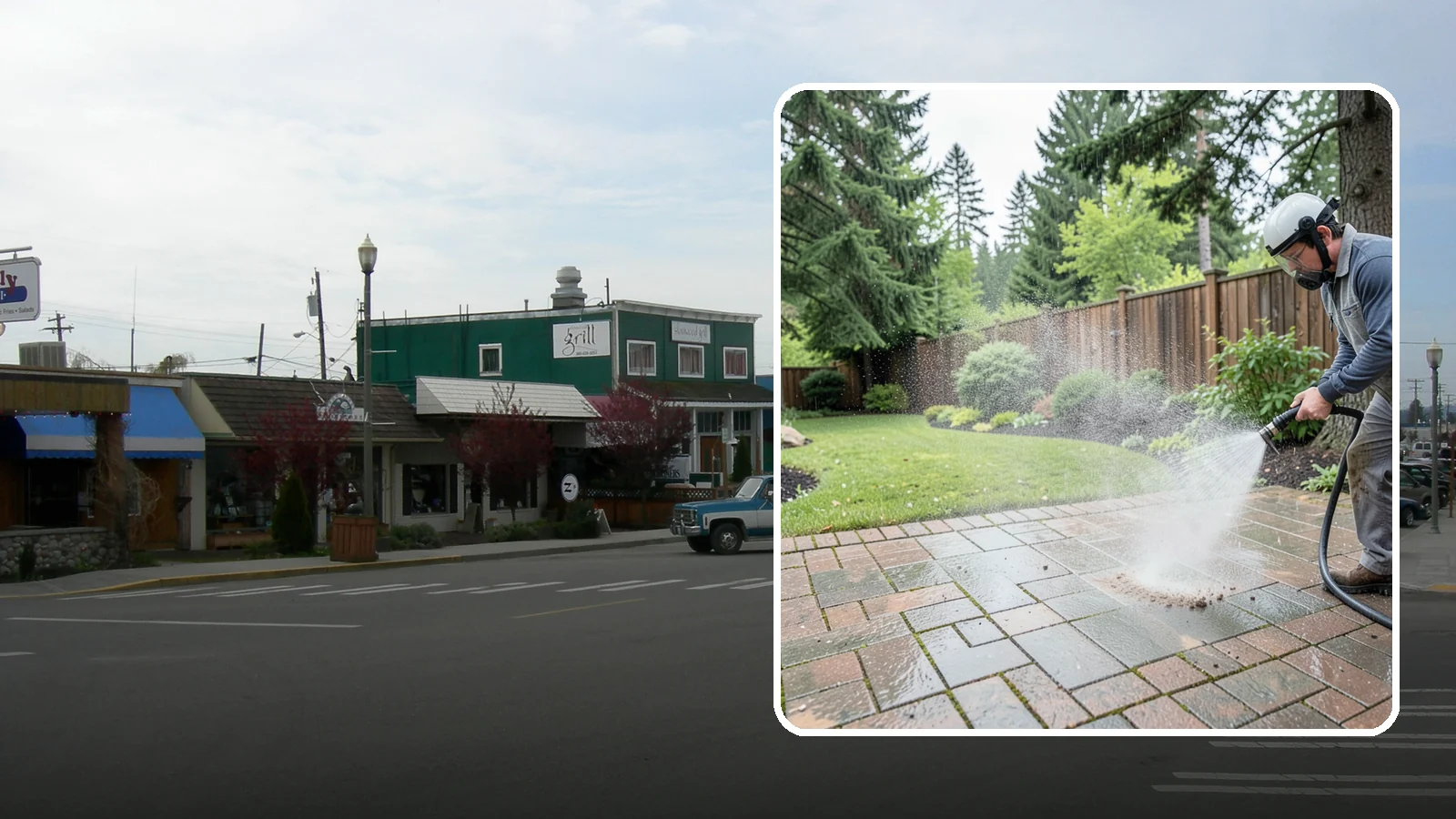 Brick Patio Cleaning in Stanwood, Snohomish County, WA - Clean brick patios so moss lifts from the joints without blowing out sand or mortar.