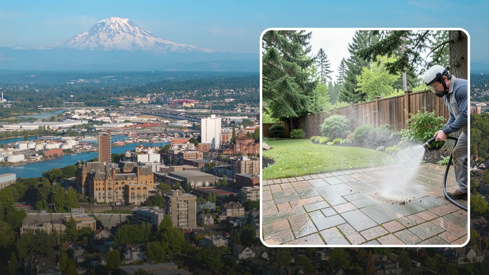Brick Patio Cleaning in Tacoma, Pierce County, WA - Clean brick patios so moss lifts from the joints without blowing out sand or mortar.