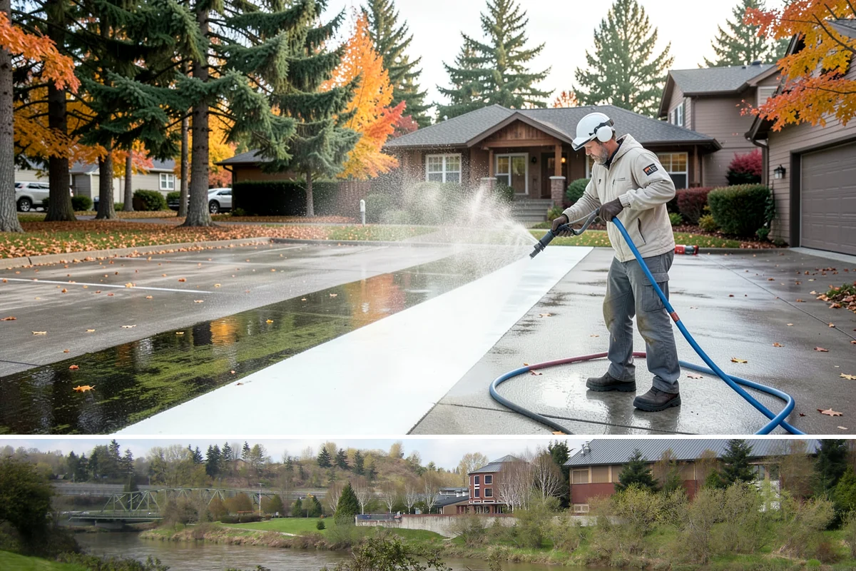 Brick Patio Cleaning in Tukwila, King County, WA - Clean brick patios in summer so joints can dry before fall re-sanding sets in.