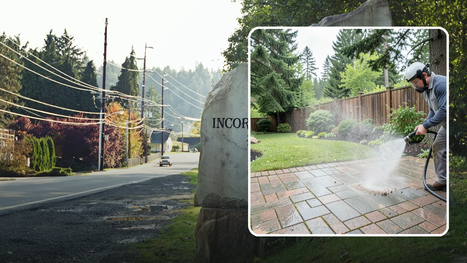 Brick Patio Cleaning in Wilkeson, Pierce County, WA - Clean brick patios so moss lifts from the joints without blowing out sand or mortar.