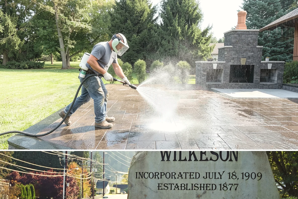 Brick Patio Cleaning in Wilkeson, Pierce County, WA - Clean brick patios in summer so joints can dry before fall re-sanding sets in.