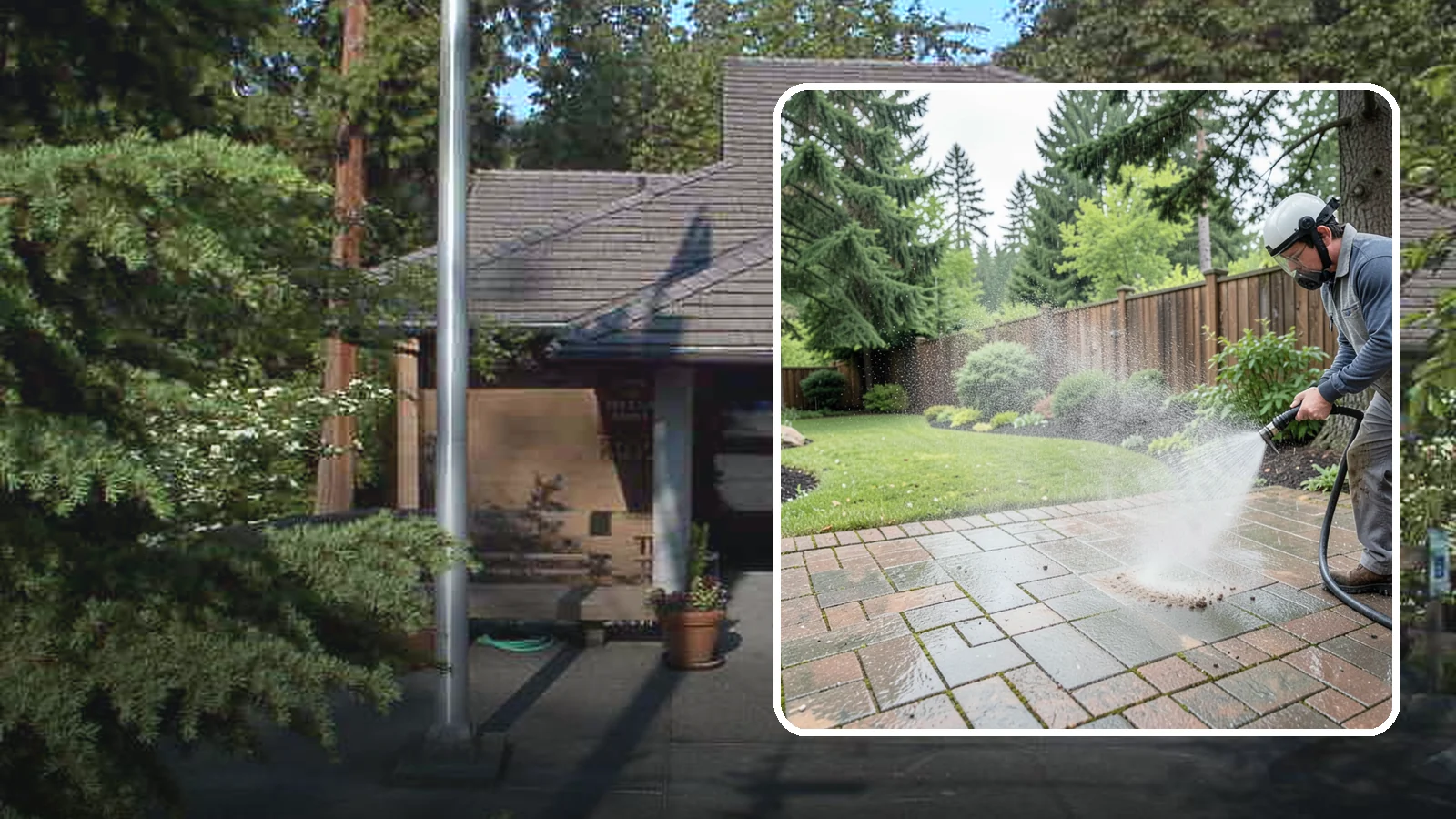 Brick Patio Cleaning in Yarrow Point, King County, WA - Clean brick patios so moss lifts from the joints without blowing out sand or mortar.