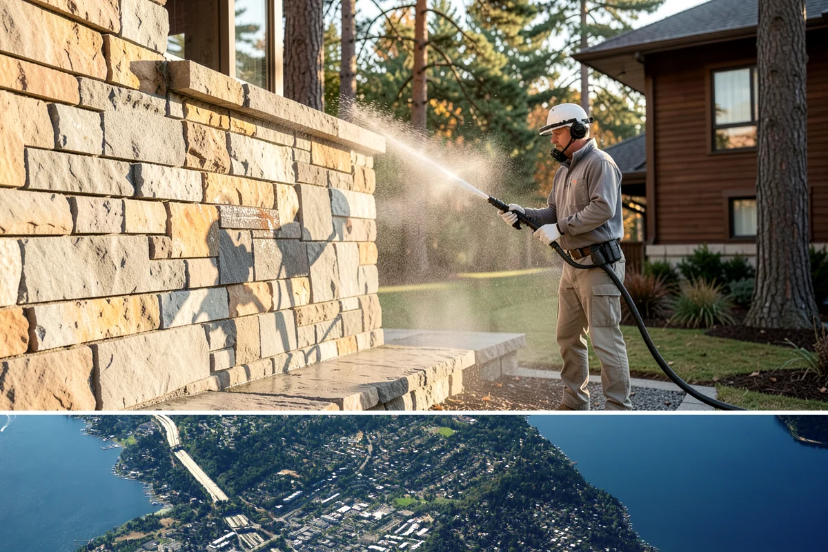 Brick Sealing in Mercer Island, King County, WA - Seal brick during dry summer conditions so the masonry is not saturated and the sealer can cure fully.