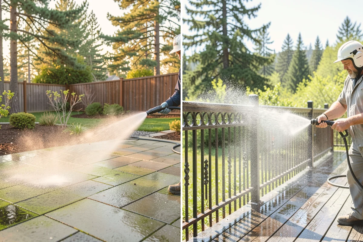 Brick Walkway Cleaning in Algona, King County, WA - Sweep and remove loose growth and standing debris
