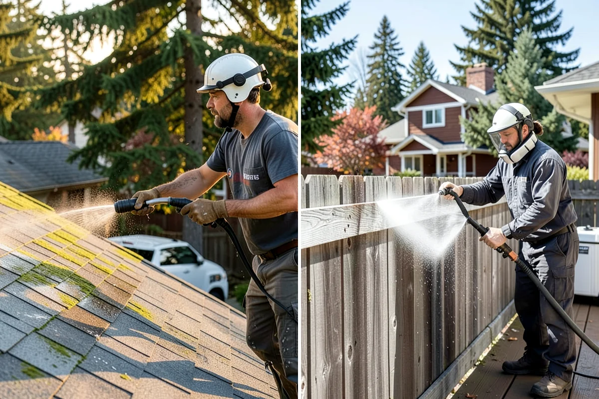 Brick Walkway Cleaning in Arlington, Snohomish County, WA - Sweep and remove loose growth and standing debris