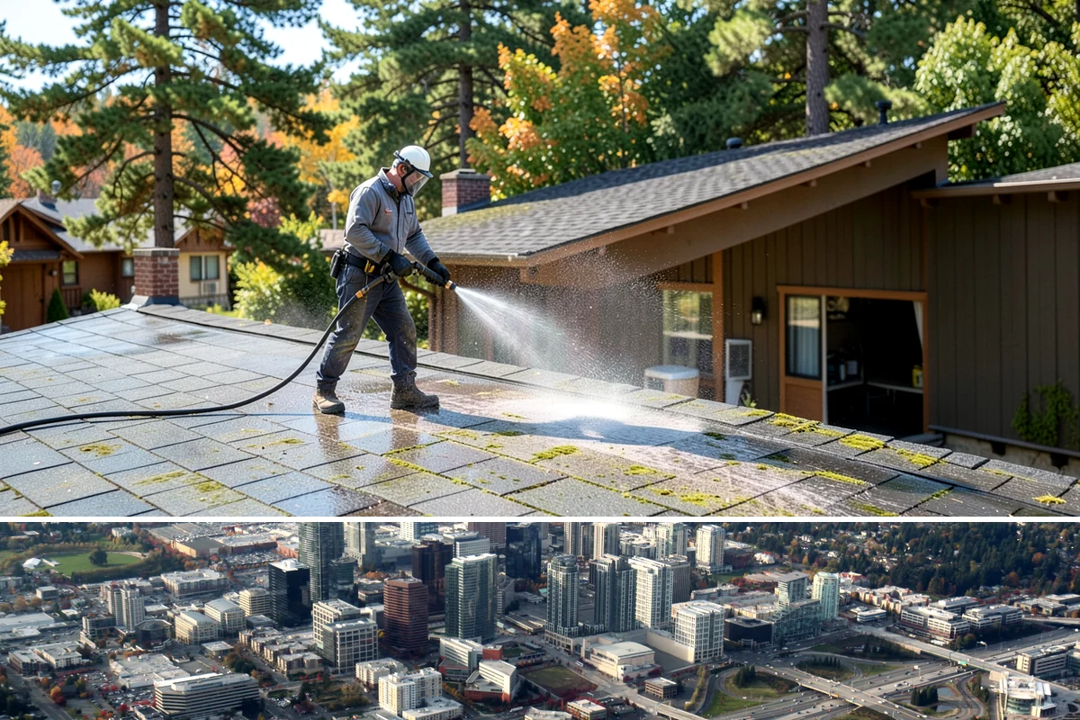 Brick Walkway Cleaning in Bellevue, King County, WA - Clean brick walkways in summer when joints can dry fully before fall re-sanding sets.